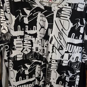 Jordan Jumpman Flight All Over Print T-Shirt Mens Large Black White Graphic Tee
